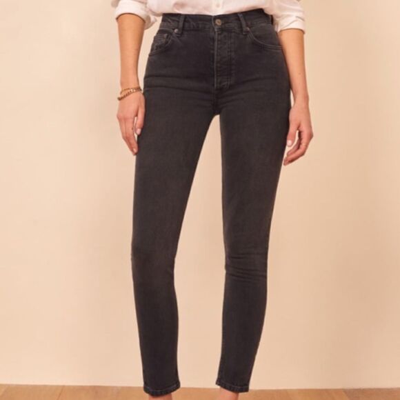 REFORMATION Serena High Waisted Rise Skinny Black Denim Jeans NEW WITH TAGS! - Picture 3 of 13